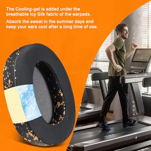 SOULWIT Cooling Gel Replacement Earpads Cushions for Sony WH-H900N (h.Ear on 2) & MDR 100ABN (h.Ear on) Noise Canceling Over-Ear Headphones, Ear Pads with Noise Isolation Foam - Black Gold - color: Cooling Gel - Black Gold