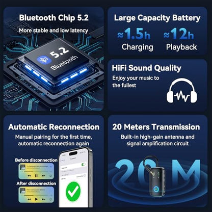 Bluetooth 5.2 Transmitter Receiver aptX Adaptive/Low Latency/HD Bluetooth Adapter Support 2 AirPods Phones, Wireless Audio Receiver 3.5mm Aux Headphone Jack Adapter for Airplane Travel/TV/Home Stereo - style: A5-PRO