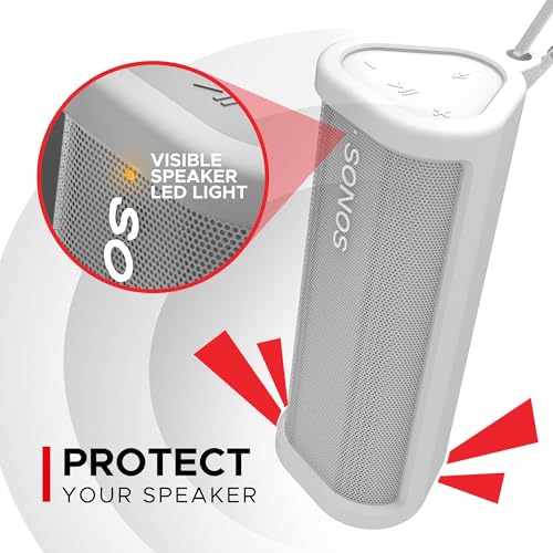 Heavy Duty Protective Carrying Case for Sonos Roam 2 | White | Compatible with Sonos Roam, Roam 2 & Roam SL | Includes Bluetooth Button | Protect Your Wireless Speaker | Cover / Sleeve - color: Roam 2 - White