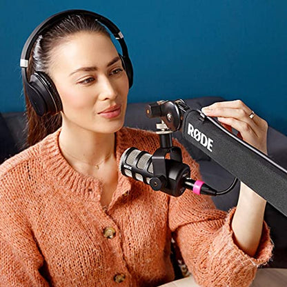 Rode PSA1+ Pro Studio Boomarm for Podcasting and Streaming with Rode Procaster Broadcast Dynamic Vocal Microphone, Professional Grade XLR Cable and StreamEye Polishing Cloth