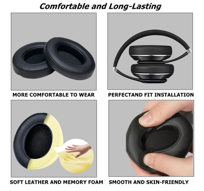 Replacement Ear Pads Cushions, Earpads Cover Compatible with Beats Studio 2 and Studio 3 Over Ear Headphones by Dr.DRE 1 Pair (Black) - color: Black
