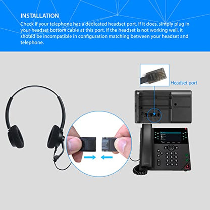 IPD IPH-165 Phone Headset with Noise Cancelling Microphone for Office and Call Center - Compatible with with All Yealink SIP,Snom, Greandsteam,& LG landline Phones | Ideal for call centers. Landline compatible with Yealink SIP, Snom, Grandstream & LG - co
