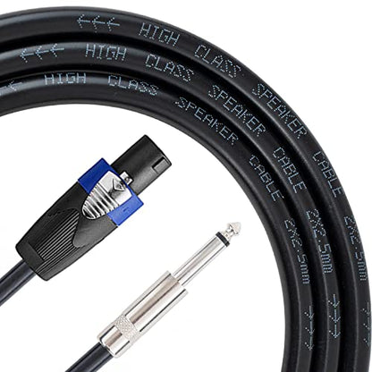 2PCS 30 Feet 12 Gauge SpeakON to 1/4 Inch Male Speaker Cables - 30ft 12AWG SpeakON to 1/4 Stereo Audio Interconnect Cords - 2 Pack - size: 30 Feet