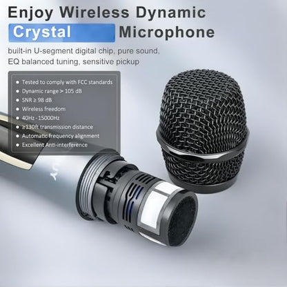 GTSK10-3 3-Way Portable Bluetooth PA Speaker System w/Wireless Mics – 10" Karaoke Speaker with Subwoofer, FM Radio, TWS, Rolling Wheels & Rechargeable Battery for Parties, Events, Game Day & Outdoors
