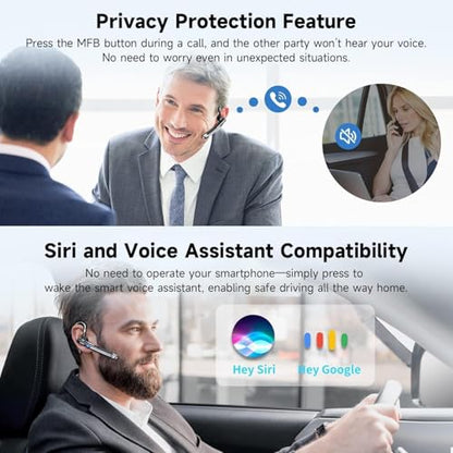 Boytond Bluetooth Earpiece V6.1,Single-Ear Wireless Headset with USB Dongle, 10H Talk Time and 4H Playtime via USB, Wireless Handsfree Headset with Mic for Android,iOS,Laptop,Office,Truck Driver