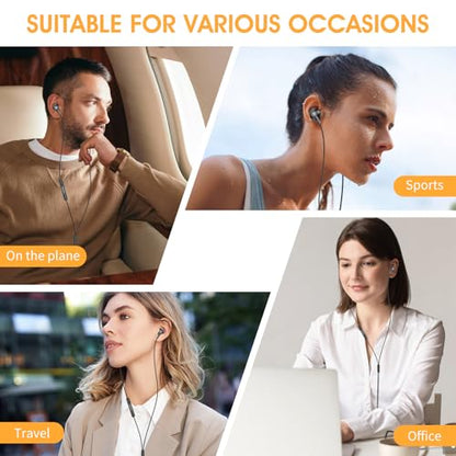 Black Wired Earbuds with Mic in-Ear Earphones Build-in Microphone HiFi Stereo Headphones Compatible for iPhone iPad Android Mp3 and Most of 3.5mm Aux Devices - color: BLK3.5MM