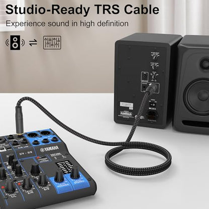HOSONGIN XLR Female to 1/4 TRS Male Balanced Cable, 6.35mm Balanced Stereo Jack Cable with 3-Pin Connector, Nylon Braided for Live Sound, Electronic Organ, Mixers Studio Gear, 6 Feet - size: 6 Feet