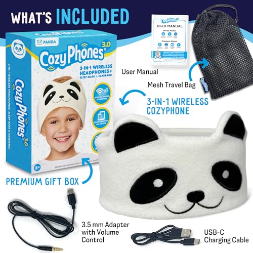 Toddler Headphones Wireless, Kids Bluetooth Earphones, Safe Volume - Wired School Headphones for Kids with 3.5 MM Jack and Travel Bag - Toddler Airplane Accessories for Boys & Girls - Panda - color: PANDA WIRELESS