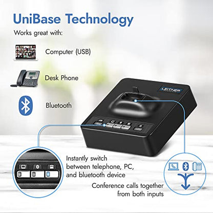 Leitner LH375 Premium Lite 3-in-1 Wireless DECT Headset for Office Phones | Dual-ear, DECT - not Bluetooth, office phones, computer and cell, Cisco, Yealink, Polycom, Avaya, Mitel, 5-year warranty - size: Dual-Ear, style: Premium Lite