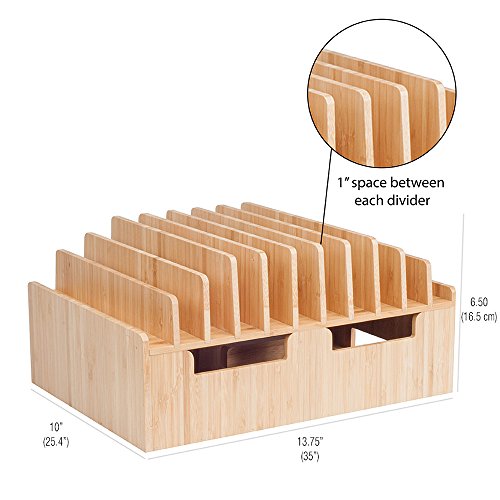 MobileVision 10-Port Bamboo Charging Station Includes 2 Powermod 6 USB Port Chargers for Smartphones & Tablets - color: Stand + Charger