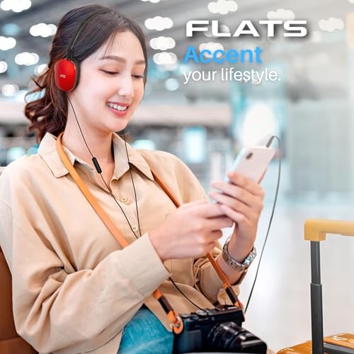 JVC Flats Foldable Colorful Flats On Ear Headphones with Remote and Microphone, 3.94 Foot Gold Plated 3.5mm Slim Plug - HAS160MA, Adjustable - Red - color: Red, style: Mic and Remote