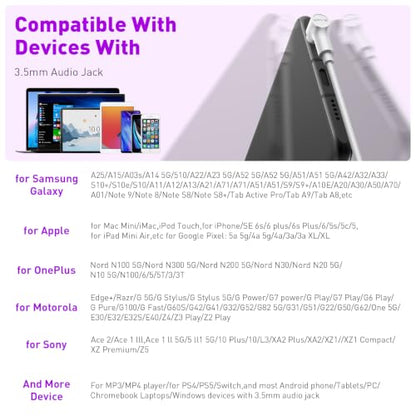 Wired Earbuds 3.5mm Headphones with Mic for Laptop PC Chromebook,Purple | Noise Isolating in-Ear Earbuds,3.5mm Jack Plug in headphones Call Volume Control for Mobile Phones/Computer/MP3 Kids School - color: Purple
