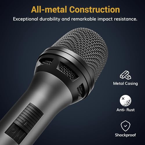 TONOR Professional Vocal Microphone for Singing, Dynamic Wired Karaoke Mic | Handheld Cardioid Microfono with 450 cm/157inch XLR to 1/4" Cable, for Speakers, Studio Mixer, Amp, for Speech, Party, D5