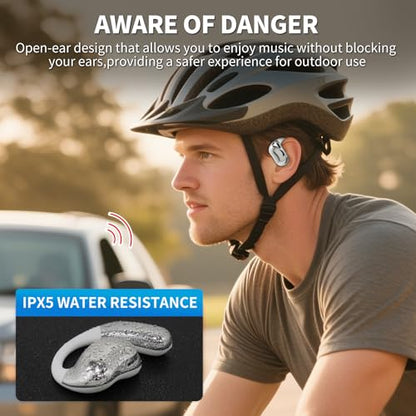 Open Ear Headphones with Touchscreen, Over Ear Bluetooth Earbuds, White - color: White