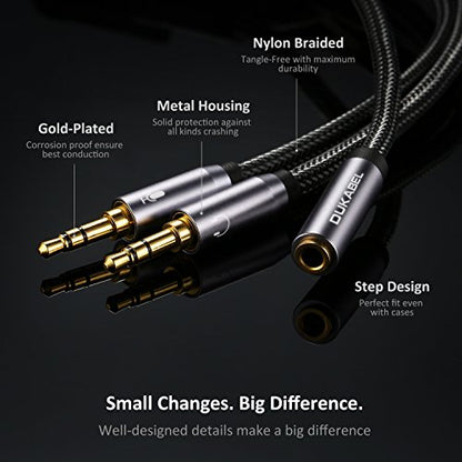 Headphone Mic Splitter for PC, 3.5mm TRRS Female to Dual Male Adapter-30CM - size: 12 inches