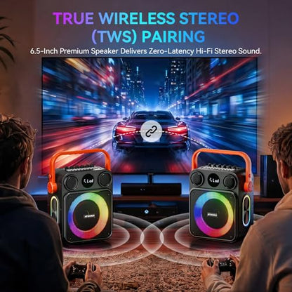 SANSUI D70 Karaoke Machine, Portable Bluetooth 5.1 Speaker with 2 Wireless Mics, PA System with Pitch Correction & Echo for Adults & Kids, Supports TWS/TF/USB/AUX/Live Home Party - size: D70-2 Mic