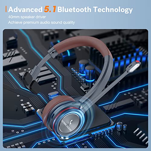Wireless Headset with Microphone Noise Canceling for Laptop PC Computer | Bluetooth Headphone, Call Center Office, Single Ear, Built-in Bluetooth Dongle, Work with UC Softphones Ms Teams, Zoom, Webex - style: Mono