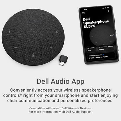 Dell Pro Plus Speaker, SL525, USB‑C & Bluetooth 5.3, AI Noise Cancellation | Full Duplex Audio, Digital Signal Processing, Echo Cancellation, Microsoft Teams Controls - style: SL525