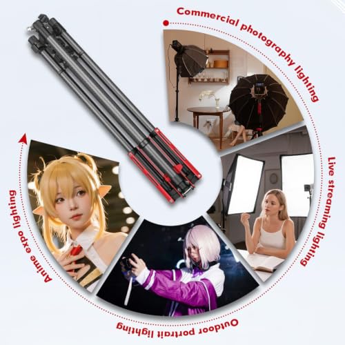 FreeSea MT-03C Carbon Fiber Tripod, Adjustable Heavy Duty Light Stand - color: Carbon Fiber