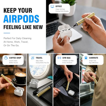 Hyashee Cleaner Kit for Airpods Pro 1 2 3 Multi-Function Cleaning Pen with Soft Brush Flocking Sponge for Bluetooth Earphones Case Cleaning Tools (Yellow) - color: Yellow