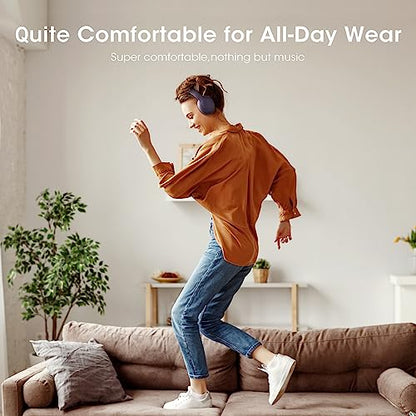 DOQAUS Bluetooth Headphones Over Ear, Headphones Wireless with 90H Playtime | 3 EQ Mode, Bluetooth 5.3 Wireless Headphones with Hifi Stereo Sound, ENC Mic, Foldable for Travel Work Study Phone PC, Purple - color: Purple