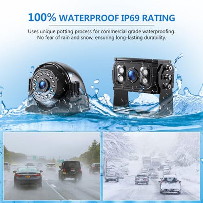 4K RV Backup Camera System, 10.1" Quad Split Touchscreen Monitor | 1080P 2 Rear & 2 Side View Cameras, DVR Recording Bluetooth Music USB Video IP69 Waterproof Night Vision for Trailer RV Truck - size: 10.1 inch