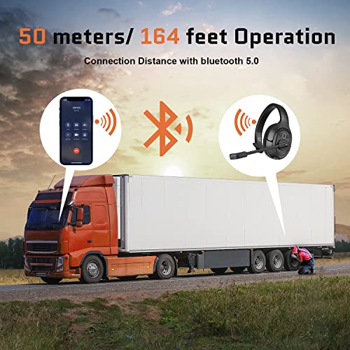 EKSA Noise Cancelling Trucker Bluetooth Headset with Microphone for Trucker | Wireless AI-Powered ENC Headphones, 99ft Long Range, 30H of Talk Time, All-Day Comfort On Ear Headsets Mute Button - style: Trucker Headset with ENC Mic