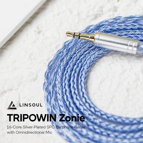 Linsoul Tripowin Zonie 16 Core SilverPlated IEM Cable, Recessed 2pin, 3.5mm - color: Blue