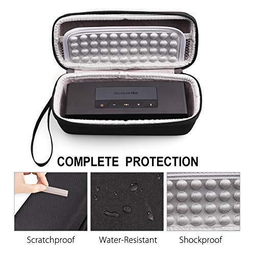 LotFancy Hard Case Fits for Bose SoundLink Mini/Mini 2 Bluetooth Speaker with Soft Silicone Cover Mesh Pocket for Accessories, Black