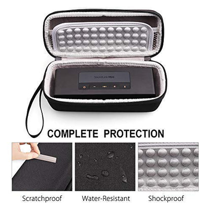 LotFancy Hard Case Fits for Bose SoundLink Mini/Mini 2 Bluetooth Speaker with Soft Silicone Cover Mesh Pocket for Accessories, Black