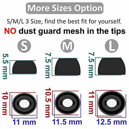 9 Pairs Replacement Galaxy Buds Pro Eartips Earbuds, S/M/L 3 Size Silicone Rubber Flexible Ear Tips Buds Wing Tips Fit in Case Compatible with Samsung Galaxy Buds Pro - Phantom Black 9 Pairs