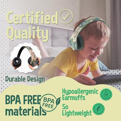 PowerLocus Kids Headphones Over-Ear, Bluetooth Wireless Headphones for Kids,with Microphone, Safe 85DB Volume Limited, Foldable with Carry Case, Audio Cable, Micro SD mode for Online Classes,PC,Phones - color: Camo