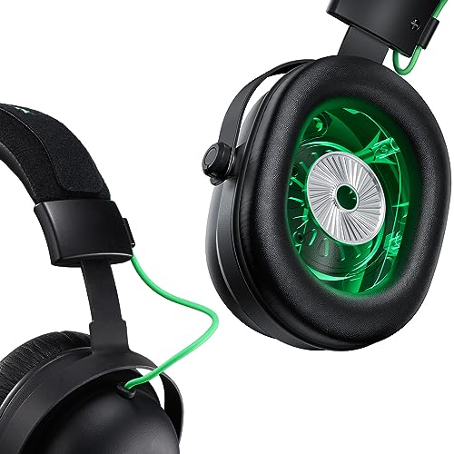 Black Shark Gaming Headset with Noise Canceling Cardioid Mic, Over-Ear Headphones for PC, PS4, PS5, Xbox, Switch, 50mm Dynamic Drivers & LED Light