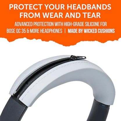 WC BandZ QC35 - Silicone Headband Cover for Bose QuietComfort 35, 35ii & 45 | Made by Wicked Cushions | Also fits QC 2023 & More, Enhanced Style & Sweat Protection | Silver - color: Silver