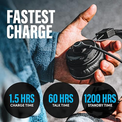 Blue Tiger Elite Ultra 2.0 Wireless Bluetooth Headset – One-Ear Piece Trucker Professional Headset - Bluetooth 5.2 with Microphone – 60 Hours Talk Time, 1200 Hours Standby