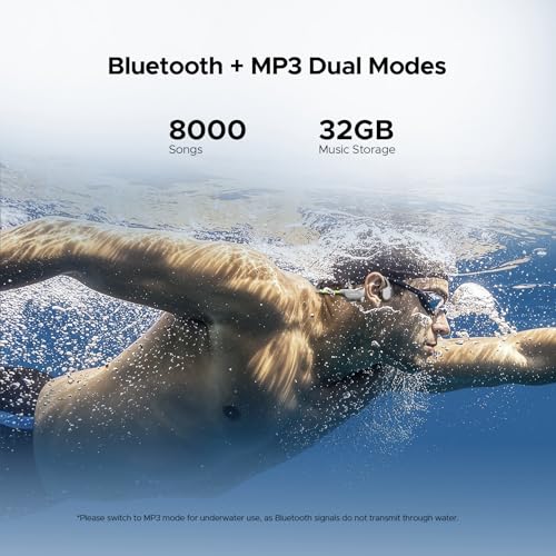 Bone Conduction Headphones Bluetooth 6.0, LED Light, Open Ear Headphones IPX8 Waterproof, 32GB Built-in Memory, with Mic, 10-Hour Battery Life for Cycling, Swimming and Fitness (Gray) - color: Gray