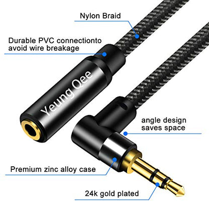 3.5mm Male to Female Extension Stereo Audio Cable 1.5 ft, Audio Extension Cable, AUX Headphone Extension Cable Stereo Jack Cord for Phones, Headphones, Speakers, Tablets, PCs and More（1.5ft/0.5M） - size: 1.5ft