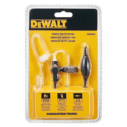 DEWALT DXFRSSV01 Covert Headset, FRS Radio Accessory, 2.5mm Jack, PTT and VOX, for DXFRS300 and DXFRS800, DXFRSSV1