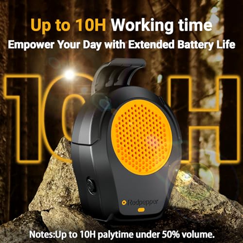 Redpepper Wearable Bluetooth Speaker, Clip-On Wireless Jobsite Pro IPX6 Waterproof Portable Speaker, Built-in Mic for Hands-Free Music/Calls