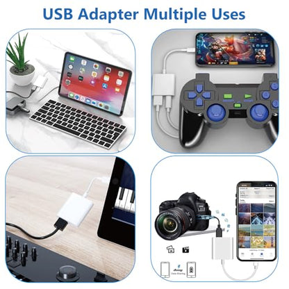 KikoSaka Lightning to USB Camera Adapter with Lightning Charging Port | USB 3.0 Female OTG Cable Keyboard Mouse for iPhone 14 13 12 11 X 8 7 6 No Support USB C, SSD, Hard Disk
