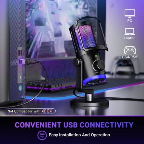 FIFINE AmpliGame AM6 USB Gaming Microphone, Condenser Mic with ChatMix Dial