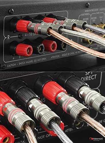 Nakamichi Ultimate Series 24k Gold Plated Beryllium Red Copper Banana Plug 12 AWG - 18 AWG Gauge Size 4mm for Speakers Amplifier Hi-Fi Stereo Receiver Audio Wire Cable Connector 2 Pcs (1-Pair) - size: 2 Pcs (1-Pair)