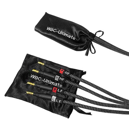 WORLDS BEST CABLES 6 Foot Ultimate - 9 AWG - Ultra-Pure OFC - Premium Audiophile HiFi Bi-Wire Single Speaker Cable for Center Channel with Eminence Gold Banana Plugs & Carbon Tweed Jacket
