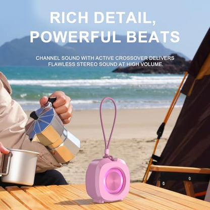 Bluetooth Speaker Portable Media Players Clear Loud Stereo Sound Deep Bass Wireless Speaker With Lights TWS IPX5 Waterproof Small Speakers Long Playtime for Home/Party/Outdoor/Beach Electronic Gadgets - color: Pink