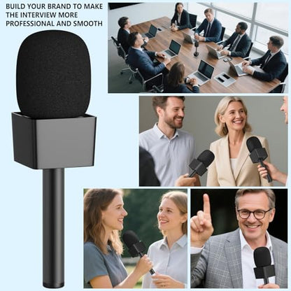 Handheld Adaptor for Interview Mic, 2 Packs Wireless Mic holders for DJI/Rode/Hollyland Lark Lavalier, Universal Magnetic Microfono Stand with Foam Windshield & Flag Station for Interview/Vlogging - size: 2 Pack