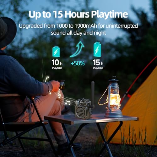 Muzen Upgraded Wild Mini 3.0 Outdoor Portable Wireless Bluetooth Speaker with FM Radio, Phone Charger/15H Playtime/IPX5 Waterproof/3 Mode Flashlight, Rugged Gear for Man Camping/Hiking/Travel(Black) - color: Dark Black