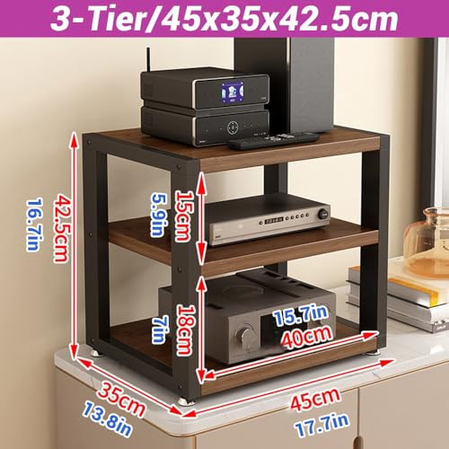 Desktop Audio Cabinet CD Record Player Stand Audio Rack, 2/3/4 Tier AV Component Media Stand, HiFi Rack Corner Shelf Stereo Cabinet for Gaming Room(3-Tier/45x35x42.5cm) - size: 3-Tier/45x35x42.5cm