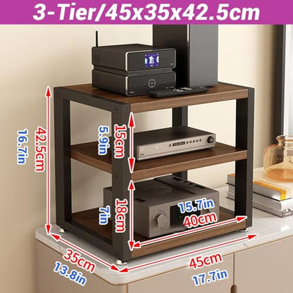 Desktop Audio Cabinet CD Record Player Stand Audio Rack, 2/3/4 Tier AV Component Media Stand, HiFi Rack Corner Shelf Stereo Cabinet for Gaming Room(3-Tier/45x35x42.5cm) - size: 3-Tier/45x35x42.5cm