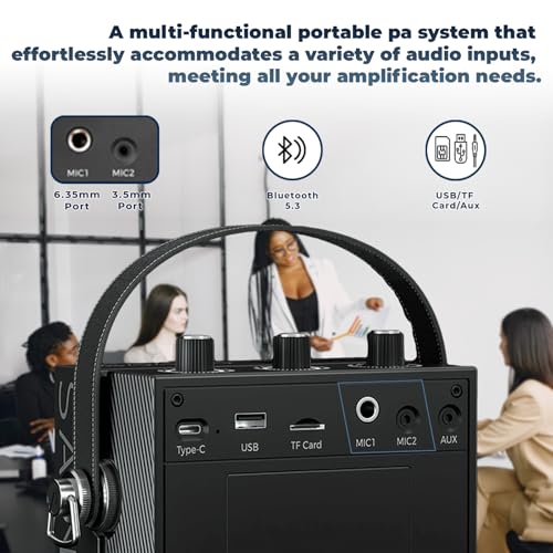 Bluetooth 5.3 Voice Amplifier with Wireless Microphone Headset S98 | Personal Wireless amplifier Mic for Teachers,40W Loudly Portable Megaphone Pa System for Classrooms,Speeches,Outdoors Indoors