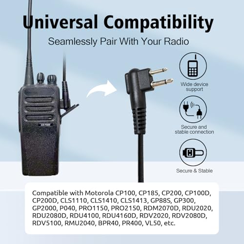 Two Way Radio Over Head Earmuff with PTT Boom Mic VOX Earpiece for Motorola Mag One BPR40 CLS1110 CLS1410 CP185 CP200 CP200D DLR1020 DLR1060 DTR650 DTR700 RDM2070D RDU4100 Radios